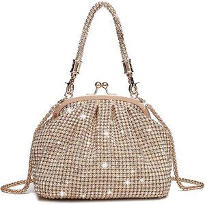 🆕Women A2-Gold Rhinestone Purse Sparkly Evening Glitter Shoulder Bags for Party